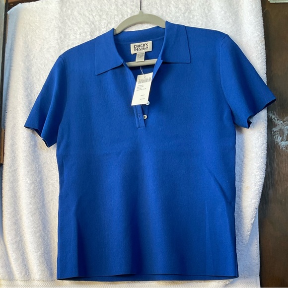 Chico’s Design Apparel Racquet Short Sleeve Tee Keegan Blue; NWT; M/8 - Picture 2 of 12